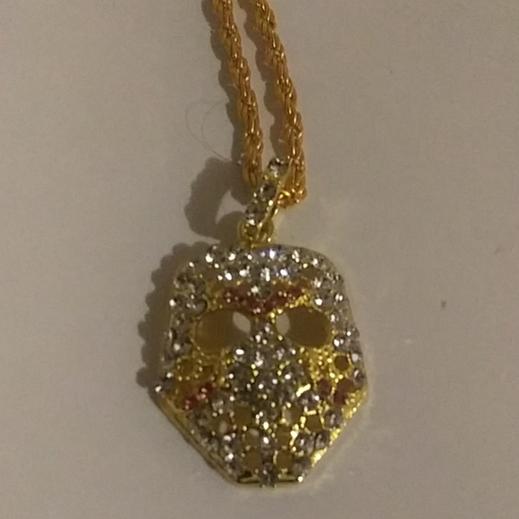 gold mask diamond necklace - Picture 1 of 2